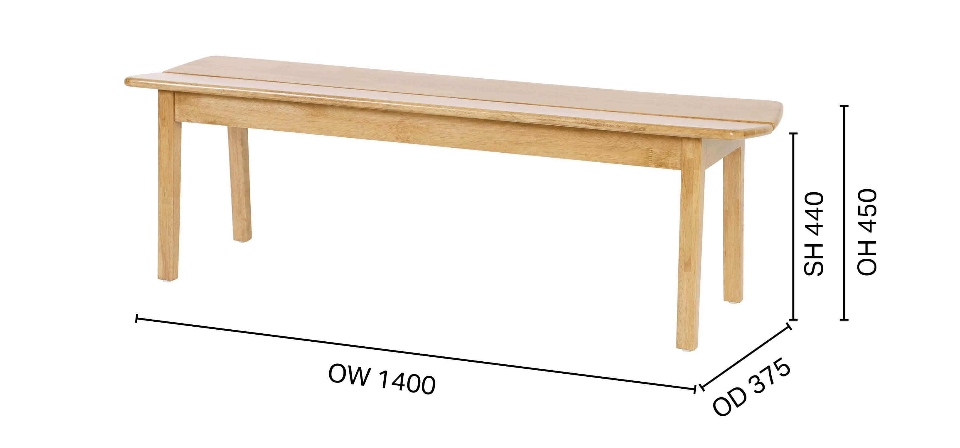 Haru Bench – Wood Seat - W1400
